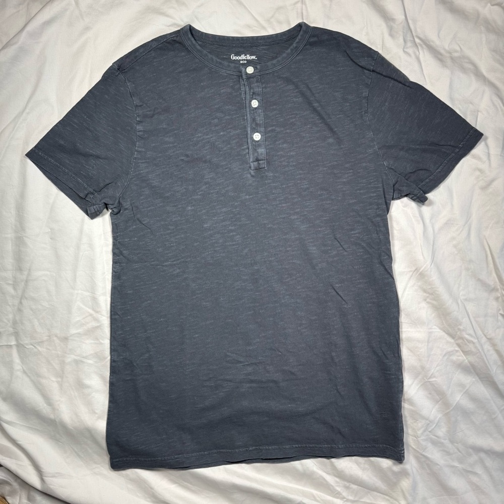 Goodfellow & Co - Small Men's Short Sleeve Henley Shirts - Navy Blue & Charcoal - Picture 6 of 7